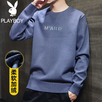 Playboy mens 2020 new trendy mens sweater in autumn and winter with thick plus velvet winter without ball base shirt