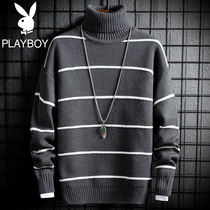 Playboy Turtleneck Sweater Men Korean Fashion Autumn Winter Knitting base shirt Mens Winter Coats Long Neck Coats