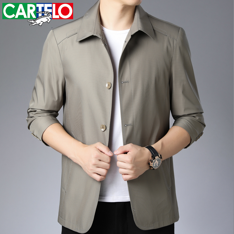 Cardilo Crocodile Jacket Men's Jacket Spring and Autumn Thin Section Business Casual Lapel Middle-aged Jacket Dad's Wear