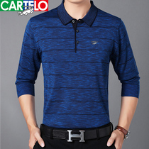 Cadile crocodile long sleeve T-shirt spring new middle-aged mens loose striped sweater mens thin top