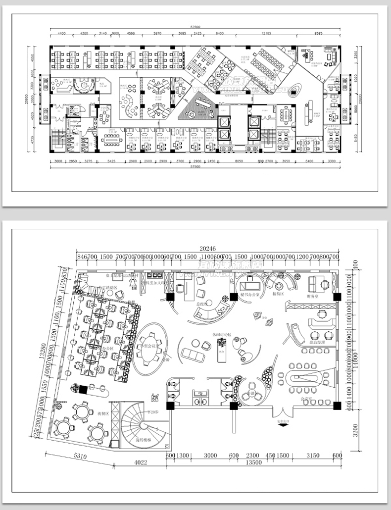 图片[3]-办公室CAD平面布局图施工图纸图库工装家具办公空间室内设计方案-CAD管家