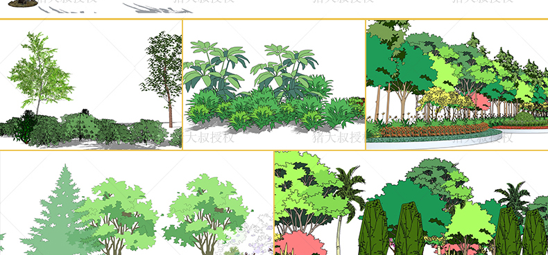 T1936草图大师模型SU园林景观植物花草树木灌木Sketchup凉亭2D...-15