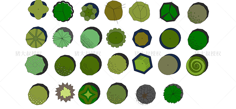 T1936草图大师模型SU园林景观植物花草树木灌木Sketchup凉亭2D...-9
