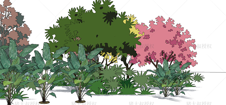 T1936草图大师模型SU园林景观植物花草树木灌木Sketchup凉亭2D...-14