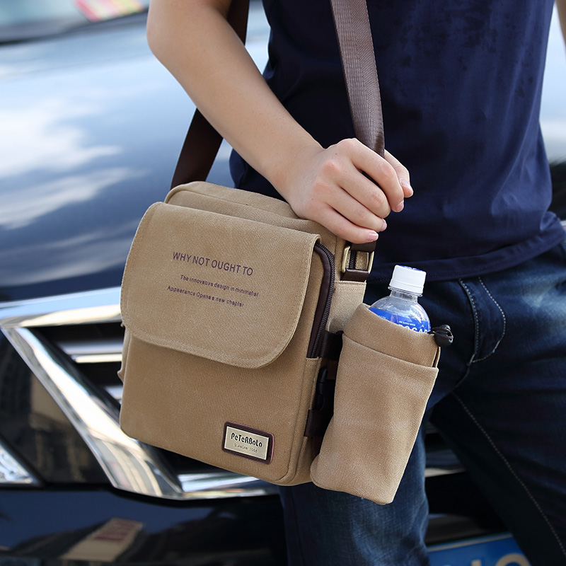 Men Skew Satchel Single Shoulder Bag Multifunction Sails Cloth Bag Men's Bag Business Men's Cloth Bag Han Edition Leisure College Retro Bag