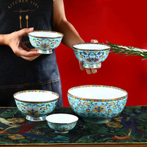 Bowl Dish Suit Home ceramic bowls Jingdezhen Bone China Cutlery Chinese Style Light Lavish Enamel Palace Bowls Phnom Penh Shoubowl