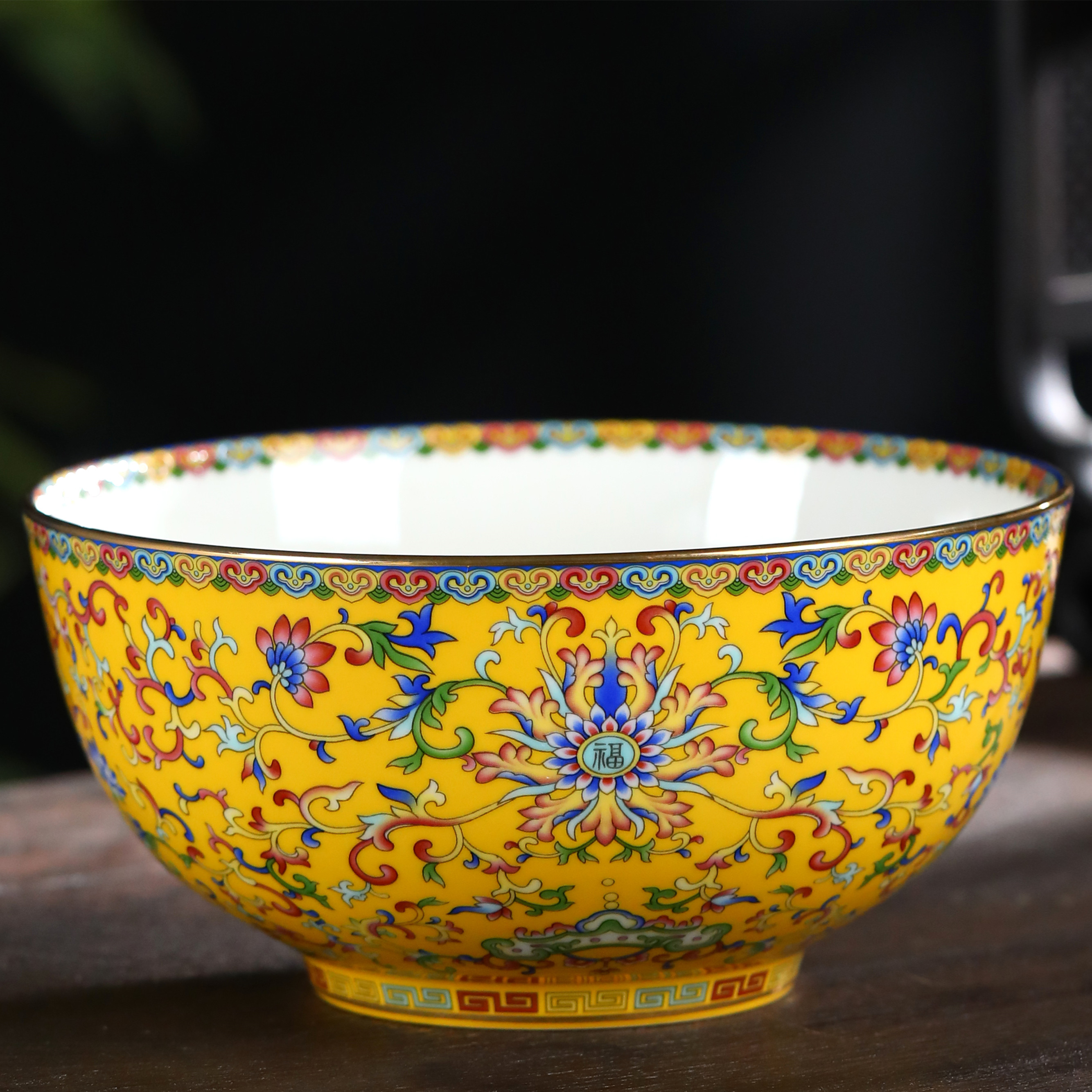 Jingdezhen Ceramic Soup Bowl household with large bowl of bone ceramic noodle bowl, 8 inch court enamel bowl