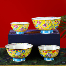 Home bone china rice bowl 2021 New Bowl set Chinese round enamel bowl palace bowl large instant bowl Bowl
