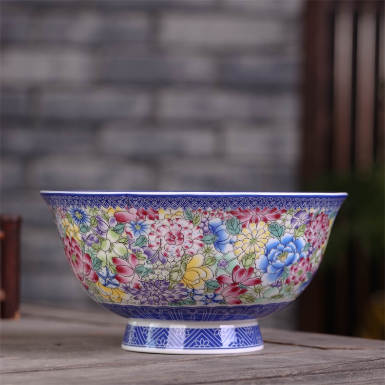 Jingdezhen ceramic household large soup bowl single 8 inches tall bowl of creative life of use of ipads China tableware rainbow such use