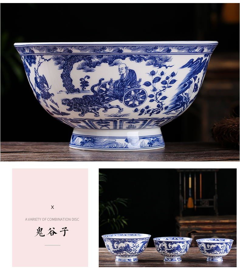 Jingdezhen Chinese style household archaize ceramic bowl bowl of a single tall iron rice dishes suit life of big bowl of soup bowl