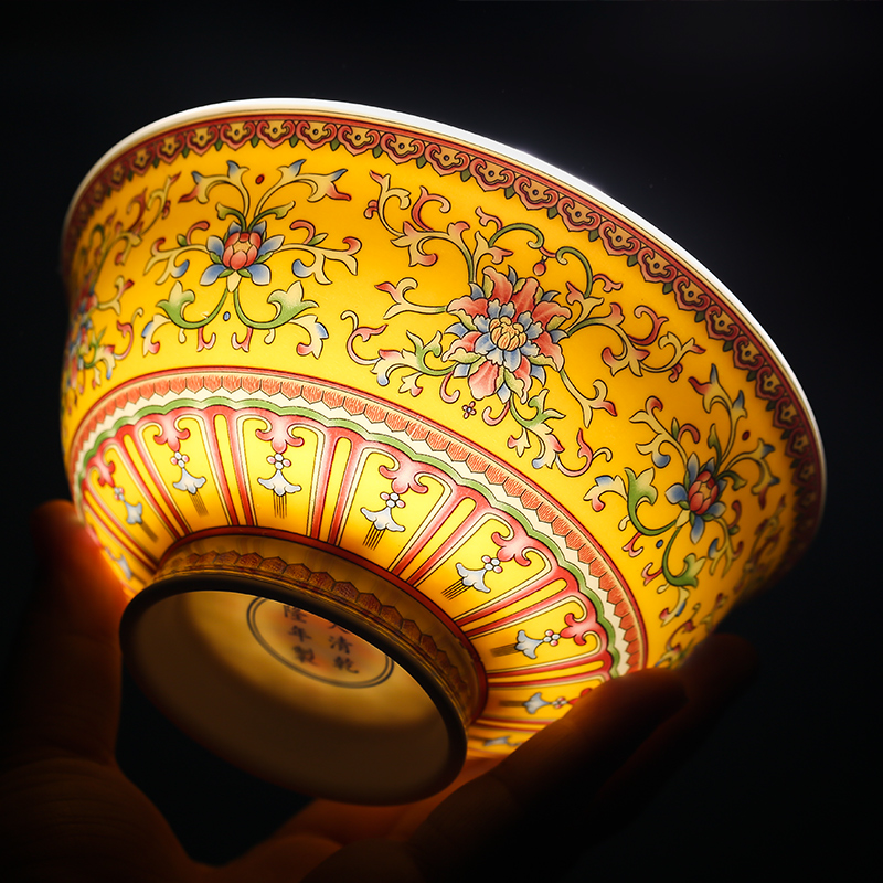 Jingdezhen ceramic product 6 inches tall foot against the iron rice bowl to eat rainbow such as bowl with a single ipads porcelain bowl bowl of long life