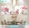 Modern simple dining room frameless painting triptych decorative painting Dining room wall hanging painting Fruit wine glass fresh crystal mural