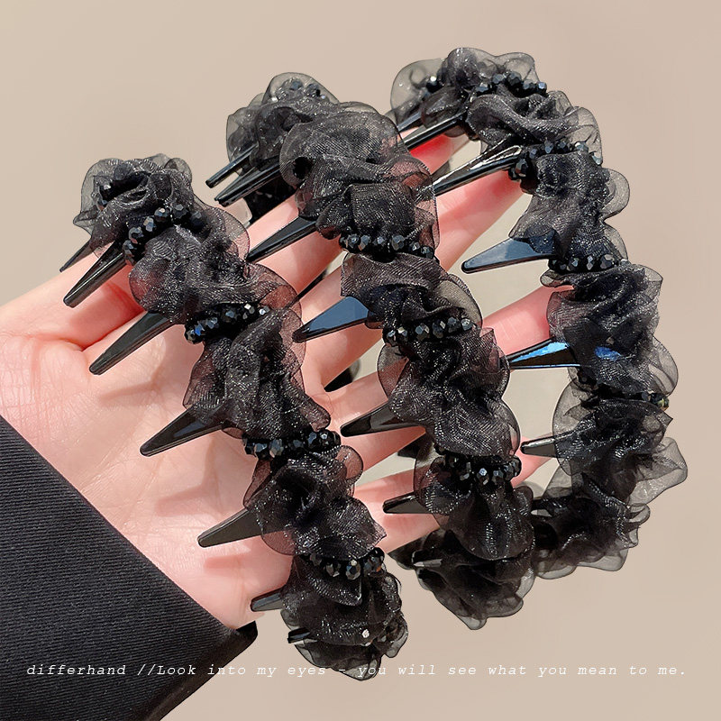 Mesh Rhinestone High-End Luxury Headband for Women 2025 New Style High Cranial Headband Stylish Fashion Hairpin Headwear Summer