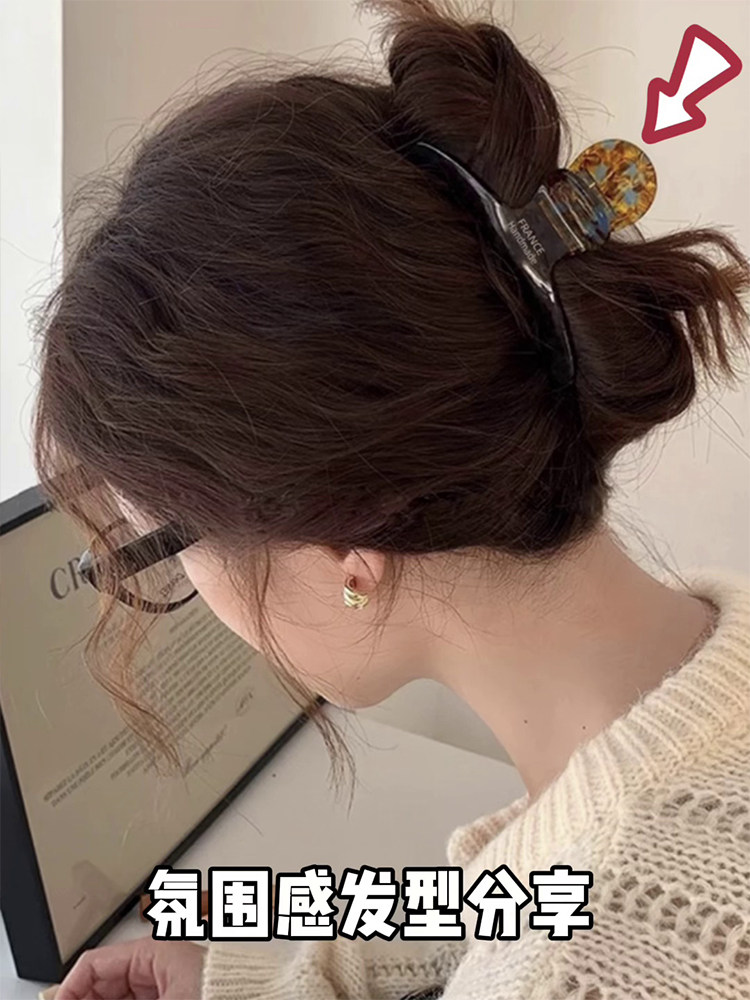 High-End Large Claw Clip for Women 2025 New Acetate Hair Clip Back of Head Shark Clip Hairpin Hair Accessory