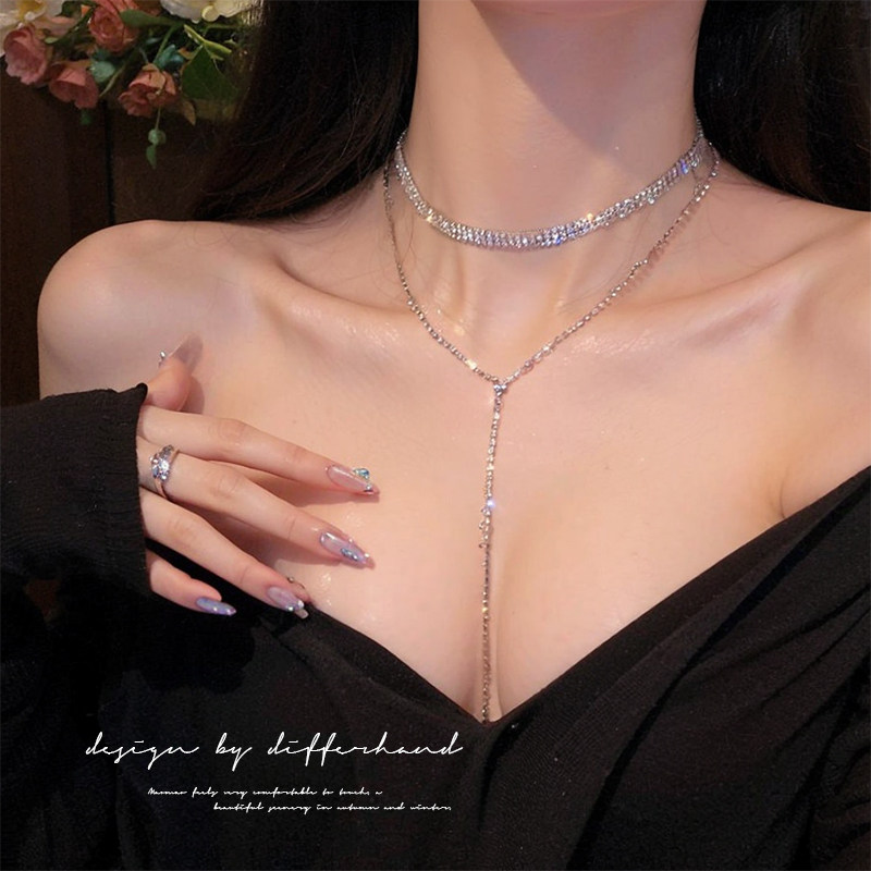 Necklace Accessories Women's Chest Chain Jewelry Pure and Sexy Body Chain Internet Celebrity Versatile Clavicle Chain Sweet and Cool Spicy Girl Chain