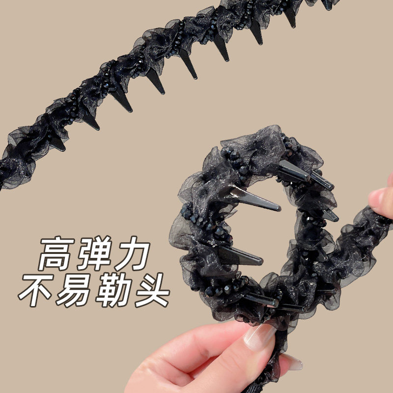 Mesh Rhinestone High-End Luxury Headband for Women 2025 New Style High Cranial Headband Stylish Fashion Hairpin Headwear Summer