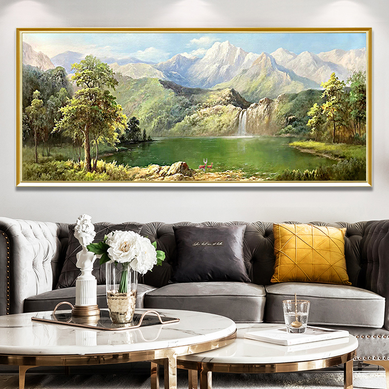 Hand-painted oil painting European-style American-style living room decorative painting simple sofa background hanging painting banner mural Fulu cornucopia