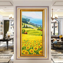 Pure hand-painted oil painting vertical version of the corridor hanging painting Simple European-style door into the home aisle entrance decorative painting