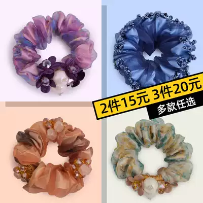 Simple temperament Hairband large intestine Hairband ins summer rubber band Hairband hair accessories floral headdress lace tie hair holster
