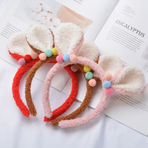 Net red 2021 New festival hair hoop Korean retro rabbit ears cute headband children cute girl hair card