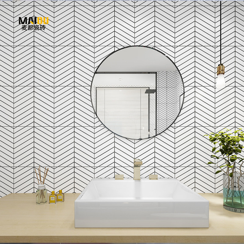 Nordic minimalist 300 * 300MM geometric lines Flower brick make-up room Balcony Kitchen magnetic brick anti-slip small floor tiles