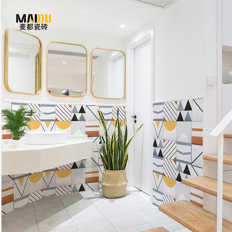 Clear New Wind Geometric Pattern Mix Hitch Brick Kitchen Make-up Room Wall Brick Balcony 200 Small Floor Tiles