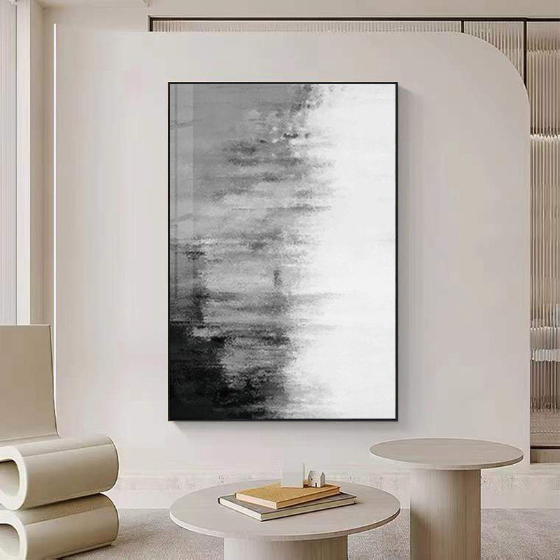 Minimalist black and white art living room decoration painting modern simple vertical version abstract light luxury entrance corridor aisle hanging painting