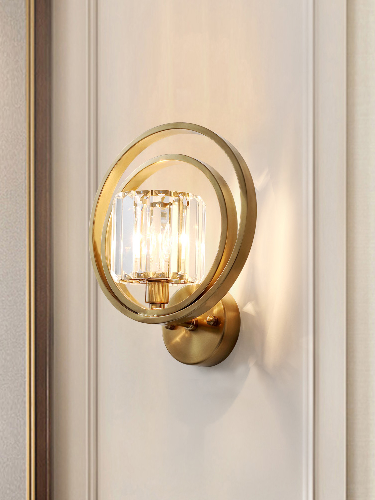 Postmodern Light Luxury Crystal Wall Lamp Living Room Bedroom Bedside Lamp Personality Creative Simple American Style Stair Wall Lamp Decoration