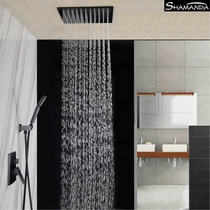 All copper hot and cold ceiling embedded box Hotel black concealed shower Embedded wall set ceiling shower mixing valve