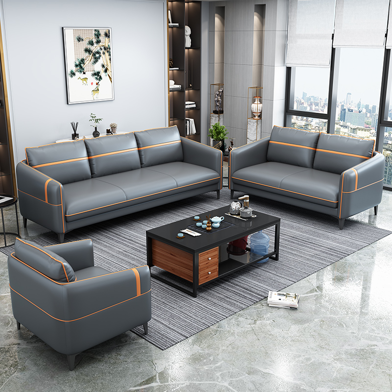 Office sofa small simple modern business reception company reception room three people coffee table combination set