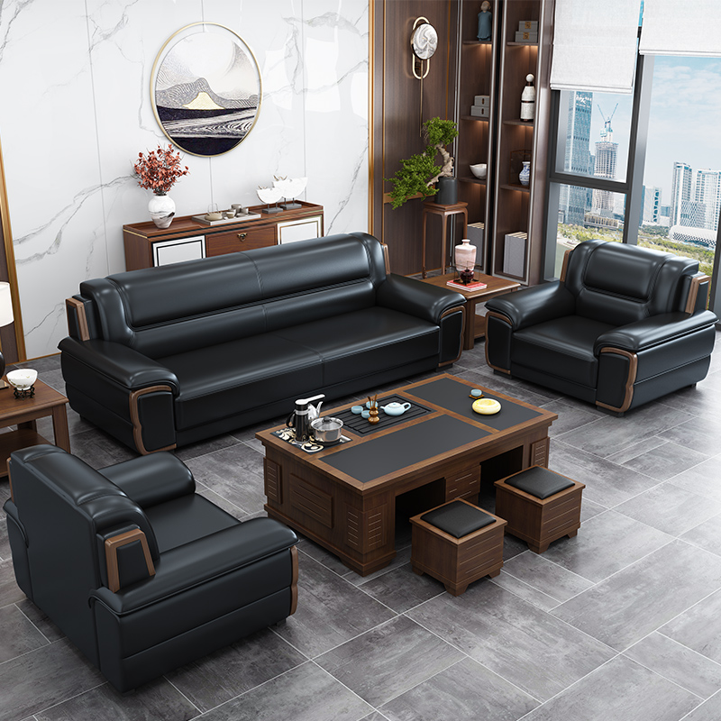 Office Sofa New Chinese Reception Guest Simple Modern Business Negotiation Furniture Office Sofa Coffee Table Combination