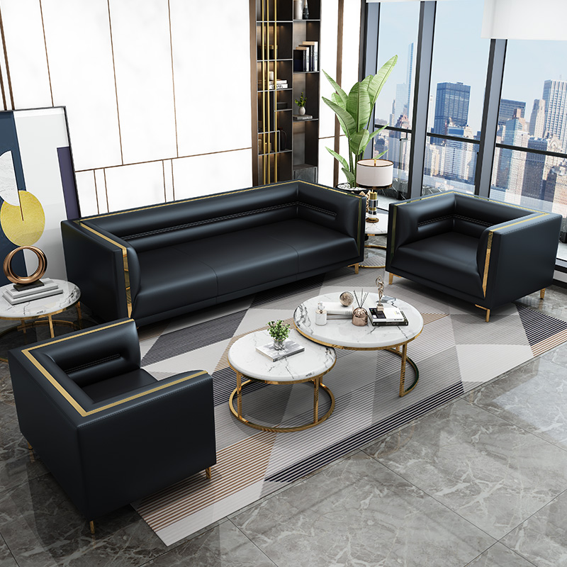 Office sofa modern minimalist business small reception guest three-seat office sofa coffee table combination set