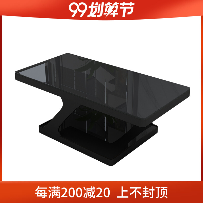 European style tempered glass square simple living room office small iron coffee table TV cabinet combination special tea table