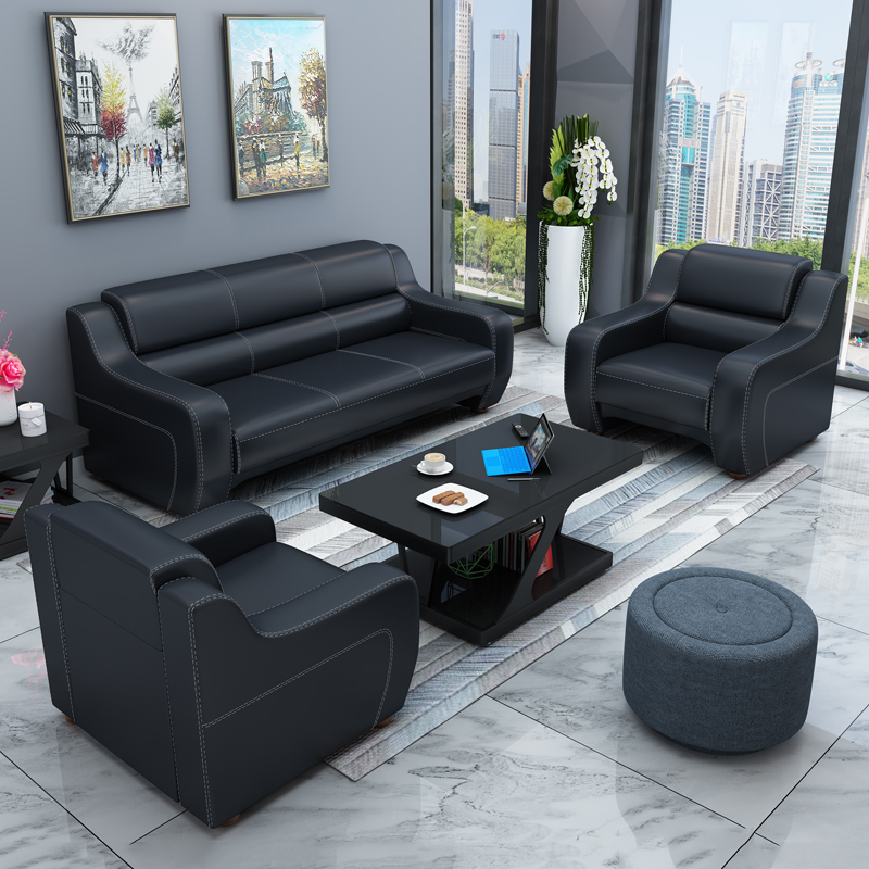 Office sofa simple modern three-person office furniture business reception reception office sofa coffee table combination