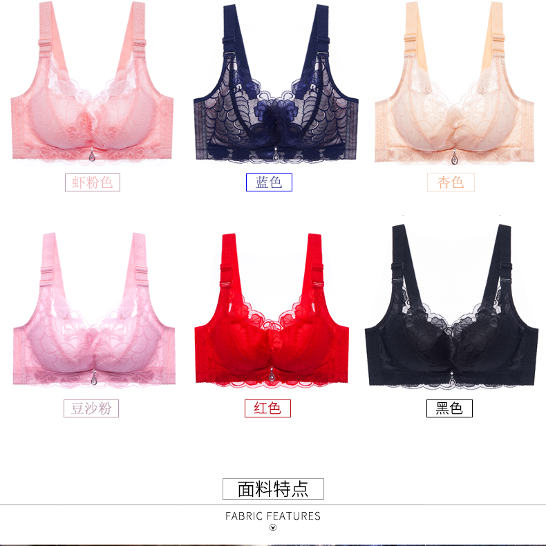 Đồ lót nữ kích thước lớn phần mỏng nhận được ngăn sữa rủ xuống lớp mỡ mm tụ 200 kg chống sáng không có vòng ngực bằng thép áo ngực hở lưng