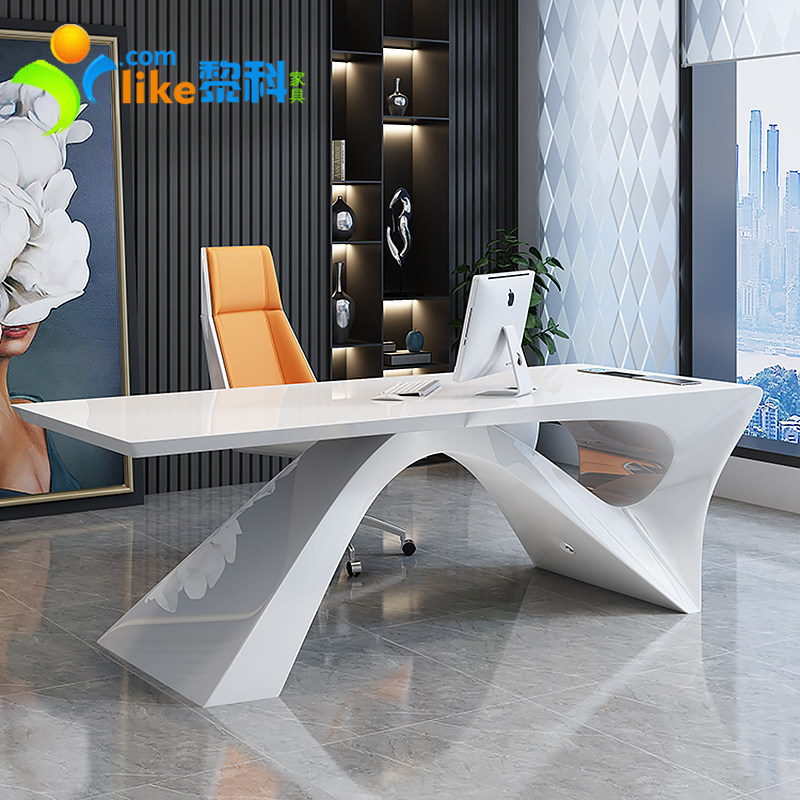 Fashion Manager Personality Desk White Baking Varnish Boss Table Minima Modern Home Desk Chairs Combined Furniture