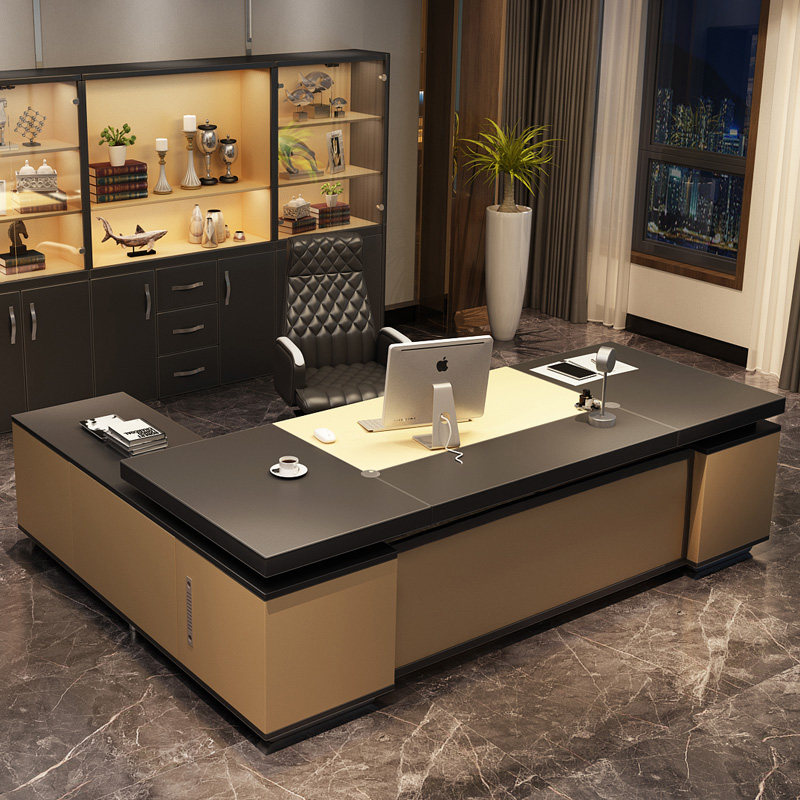 Large Bandae Desk Minimalist Modern Manager Table Stickup Boss Table Furniture Light Extravagant President Table And Chairs Combination