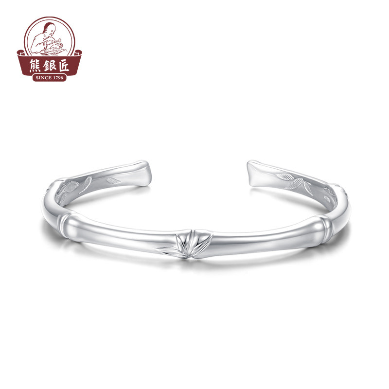 Bear silver bracelet female 999 pure silver bamboo leaf opening lady young luxury in small design young 2022