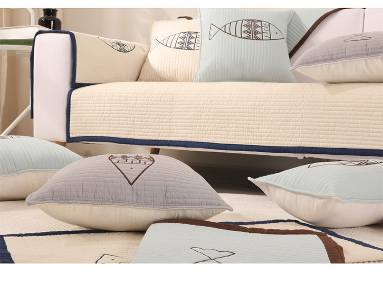 Sofa đệm đơn giản hiện đại vải bốn mùa phổ biến đệm chống trượt thêu sofa Bắc Âu che mui khăn đầy đủ bông - Ghế đệm / đệm Sofa tấm trải ghế sofa