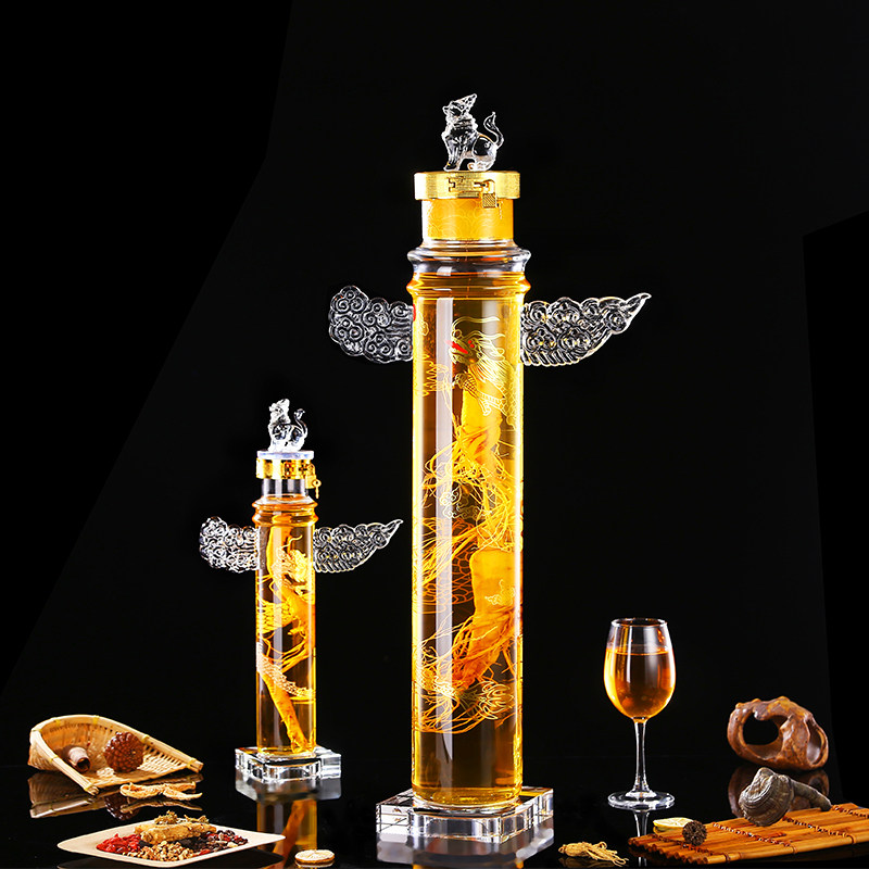Bubble wine glass bottle 5 kg 10 kg ginseng wine bottle slender plus high gift bubble wine bottle Huabiao wine bottle 1 meter household