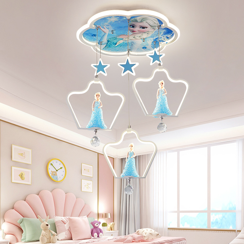 Love Tha Princess House Lights Creativity Ice & Snow Chic Edge Children Bedroom Light Girl Cartoon Minimu Eurostyle Crystal Chandelia