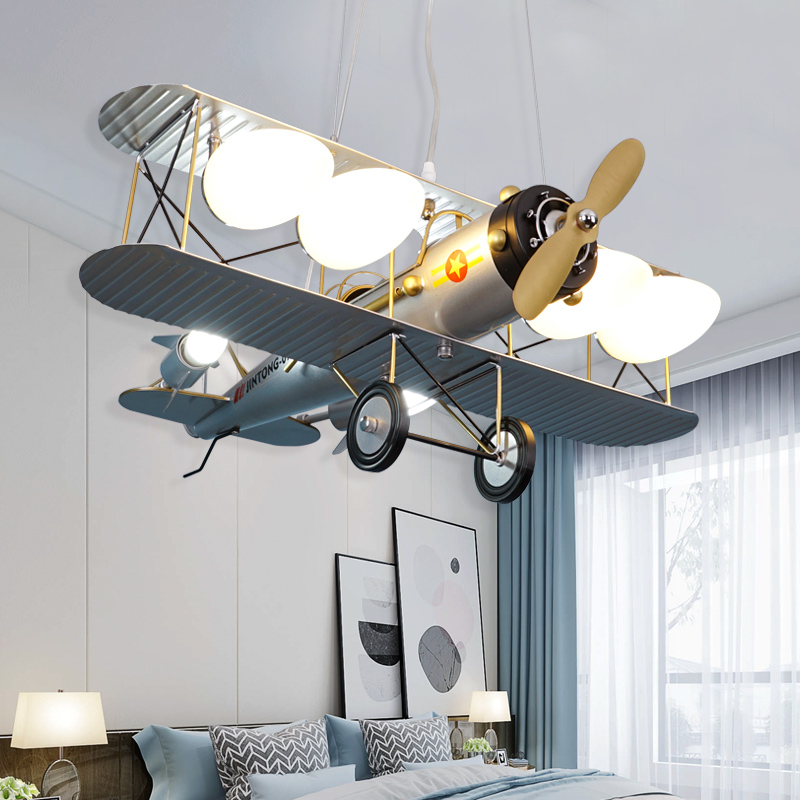 Minima modern children's house aircraft light boy bedroom room chandelia personality creative Nordic art cartoon lamps