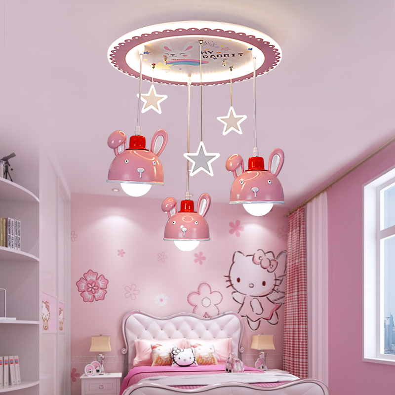 Eurostyle Brief Girl House Light Children Bedroom Chandeliers Princess Cartoon Personality Creative Cozy Dream Pink Lamps