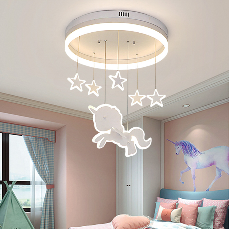 Unicorn Children's Room Light Girl Princess Bedroom Room Chandelia Minimalist Modern Au Style Cozy Cartoon Lamps