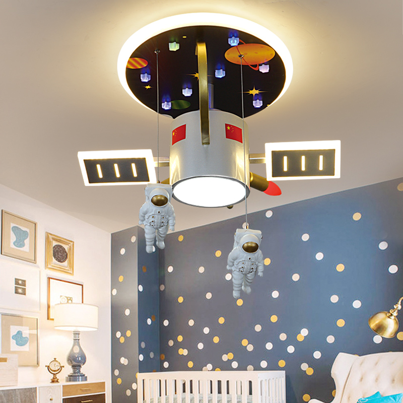 Astronaut satellite light Children's bedroom light boy room Cartoon ceiling lights personality creative modern American lamps