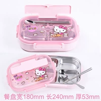 Hello Kitty, посуда для кормления, комплект из нержавеющей стали, палочки для еды, ложка, обеденная тарелка, 3 предмета