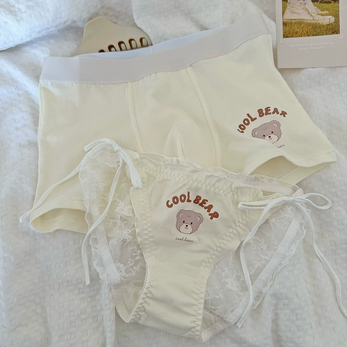 Нижнее белье для влюбленных, сексуальные демисезонные хлопковые штаны, с медвежатами