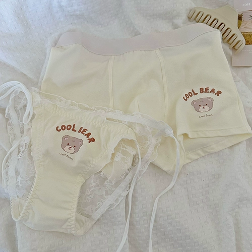 Нижнее белье для влюбленных, сексуальные демисезонные хлопковые штаны, с медвежатами