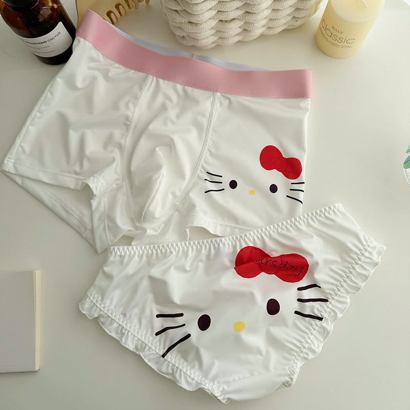 [Couple Style] Cat-Themed Couple Underwear, One for Men and One for Women, Sexy and Cute Mid-Waist Briefs with Pure Cotton Crotch
