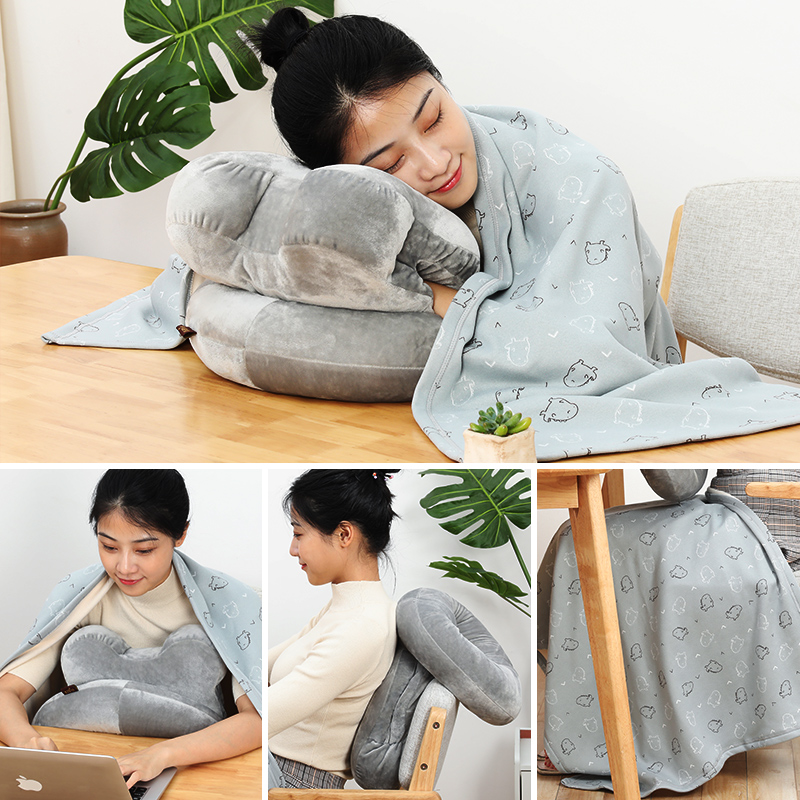 Office nap pillow sleeping pillow on two-in-one pillow quilt two-use lunch break artifact for the work family sleeping blanket